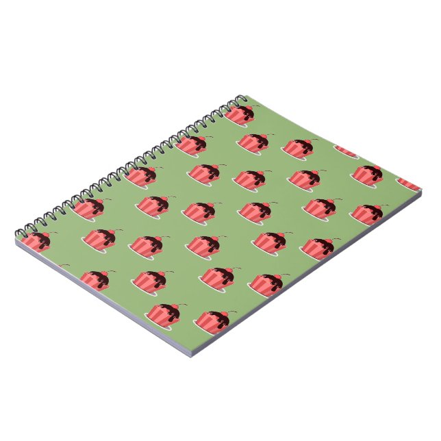 Cuaderno Helados rosados en tazas verdes (Lado Izquierdo)
