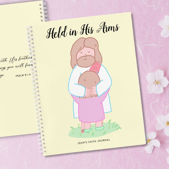 Cuaderno Held in His Arms Scripture personalized  (Subido por el creador)