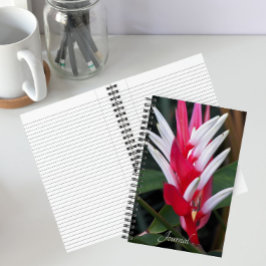 Cuaderno Heliconia floral roja y blanca