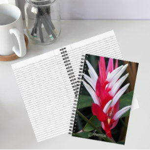 Cuaderno Heliconia floral roja y blanca