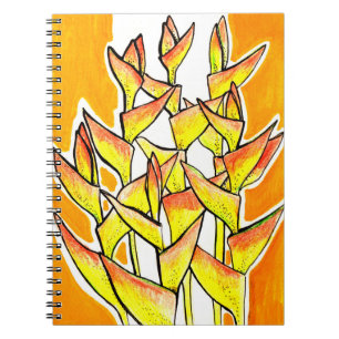 Cuaderno Heliconia Flores Tropic Botánico Negrita Floral Ar
