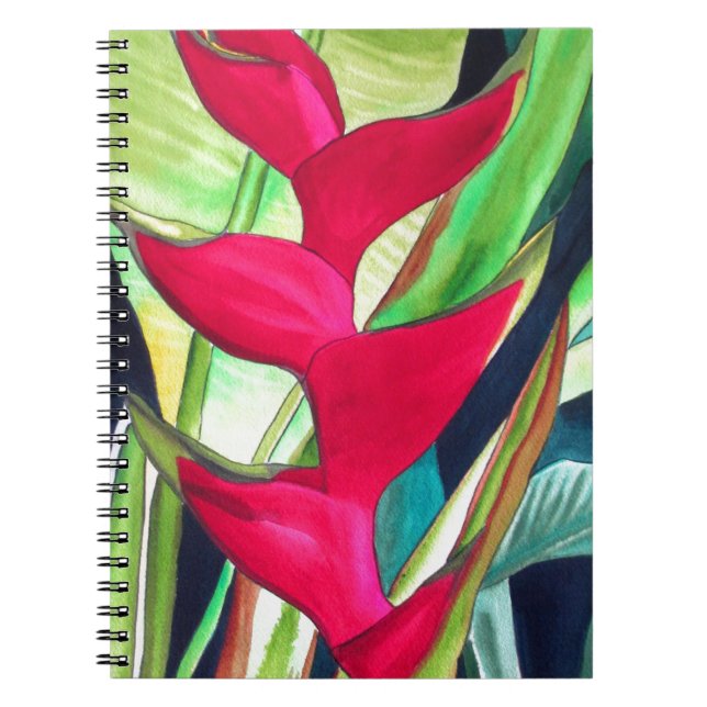 Cuaderno Heliconia Lobster Claw flor de acuarcolía tropical (Frente)