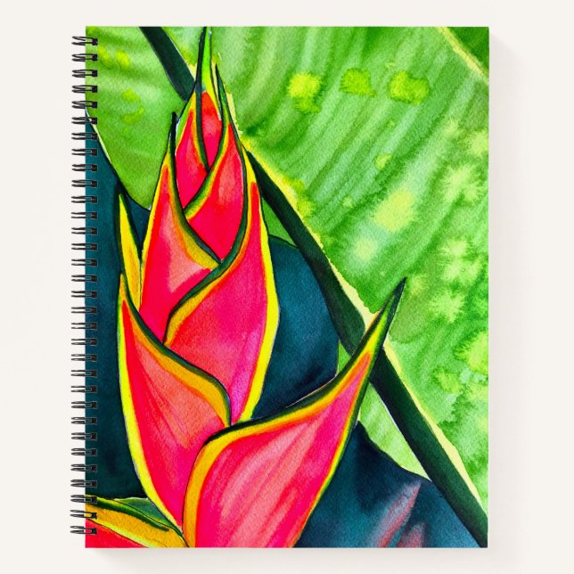 Cuaderno Helicóponia acuática flor tropical (Anverso)