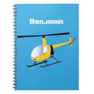 Cuaderno Helicóptero de personalizado alegre amarillo lindo