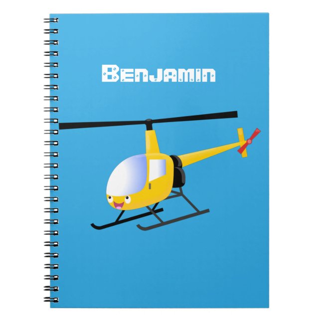 Cuaderno Helicóptero de personalizado alegre amarillo lindo (Frente)