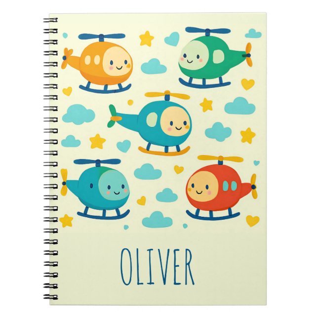 Cuaderno Helicópteros de Dibujos Animados Lindos (Frente)