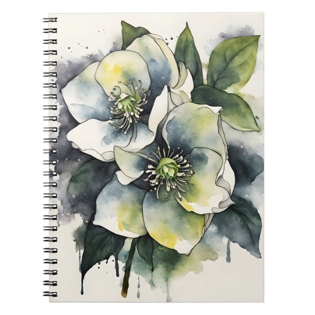 Cuaderno Hellebore - Flores de acuarela (Frente)