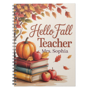 Cuaderno Hello Fall Teacher Watercolor Otumn Personalizado