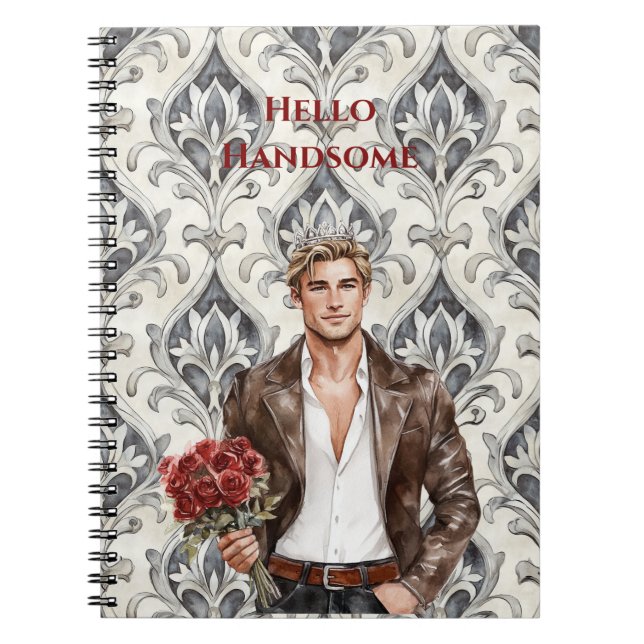 Cuaderno Hello Handsome Blond Man Royal Romantic Red Roses (Frente)