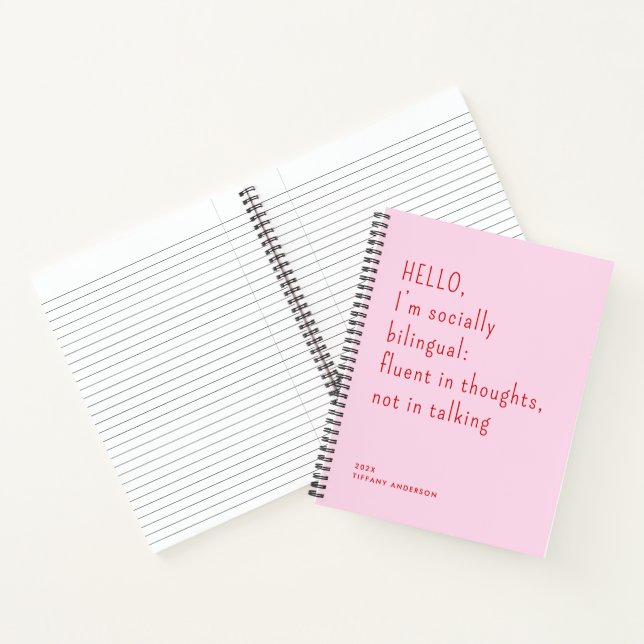 Cuaderno Hello, I’m socially bilingual Funny Introvert Gift (Interior)