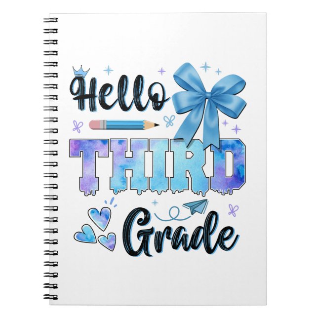 Cuaderno Hello Third Grade First Day of School Coquette  (Frente)