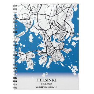 Cuaderno Helsinki Finlandia Mapa de la ciudad coordina libr