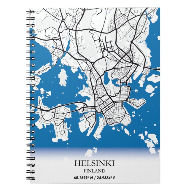 Cuaderno Helsinki Finlandia Mapa de la ciudad coordina libr (Frente)