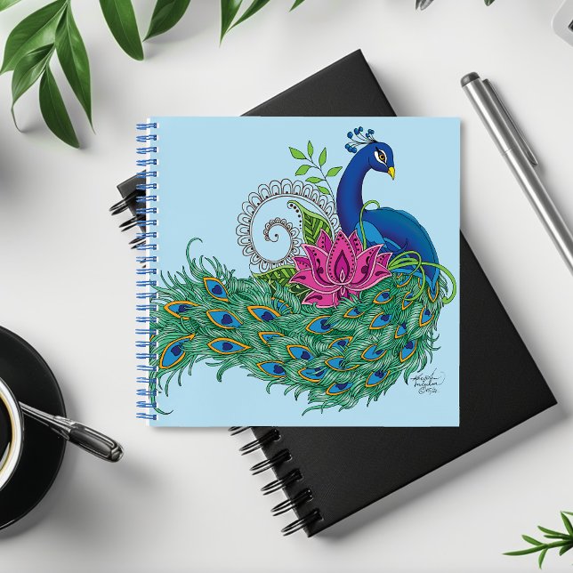 Cuaderno Henna de flor de Lotus azul Peacock (Subido por el creador)