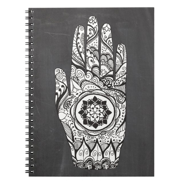 Cuaderno Henna Hand Tattoo Con Flor Lotus (Frente)