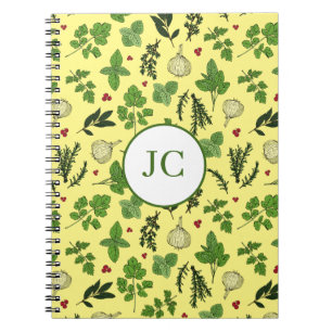 Cuaderno Herb Garden Kitchen Patrón de hierbas culinarias