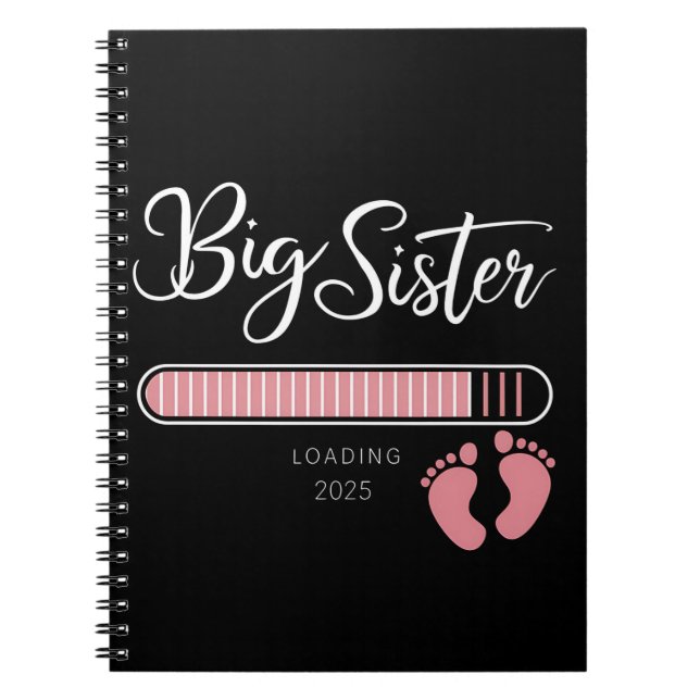 Cuaderno Hermana Mayor 2025 Cargando Anuncio de Embarazo (Frente)