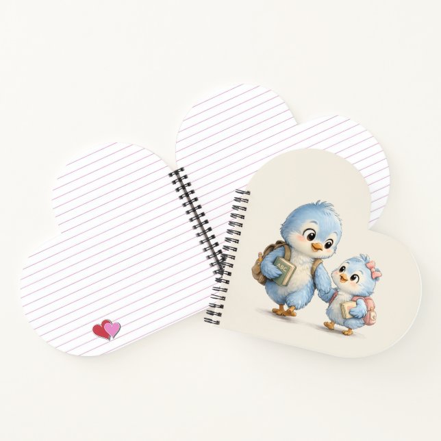 Cuaderno Hermanos Pájaros Azules Corazón Lindo (Interior)
