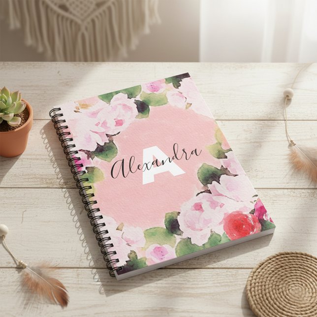 Cuaderno Hermosa acuarela de color rosa con nombre (Subido por el creador)