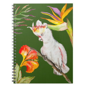 Cuaderno Hermosa acuarela Dibujo a mano de loro de Cacatua