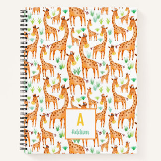 Cuaderno Hermosa acuarela Giraffe Animal Personalizado