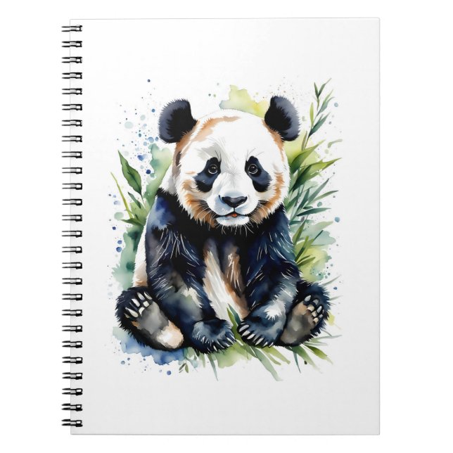 Cuaderno Hermosa acuarela Panda Bear (Frente)