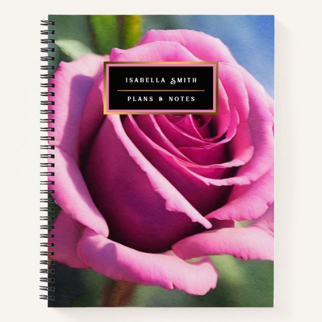 Cuaderno Hermosa acuarela Rosa Rosa Colección moderna (Anverso)