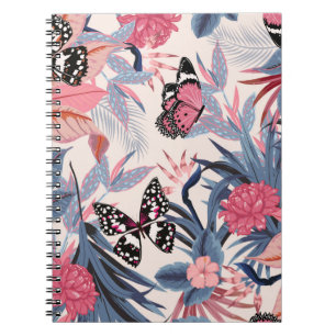 Cuaderno hermosa artística brillante patrón tropical