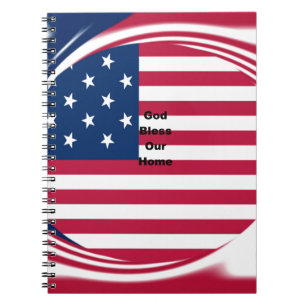 Cuaderno Hermosa bandera de Estados Unidos Dios bendiga nue