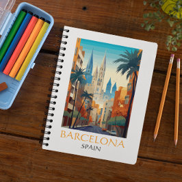 Cuaderno Hermosa Barcelona España Retro Vintage Viaje