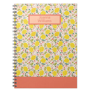 Cuaderno Hermosa bolsa de flores de limonada rosa floral