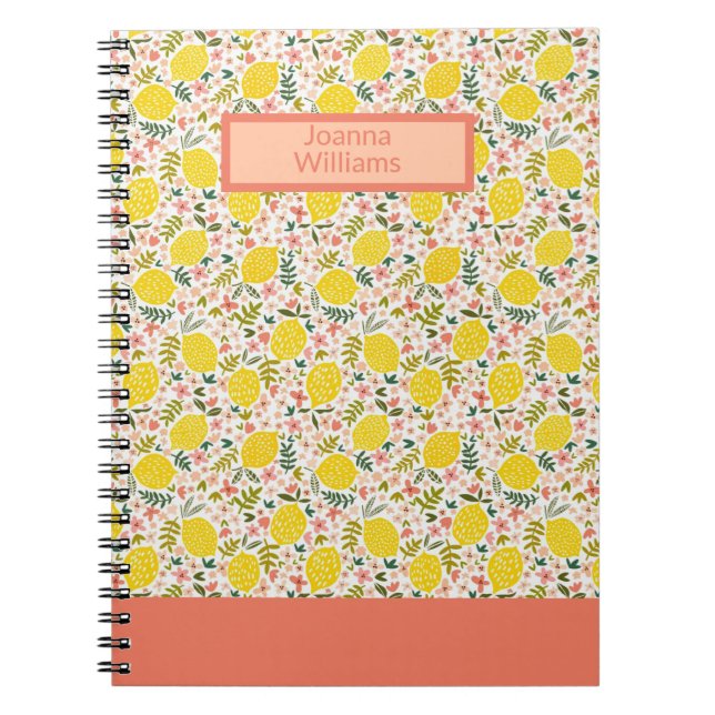 Cuaderno Hermosa bolsa de flores de limonada rosa floral (Frente)