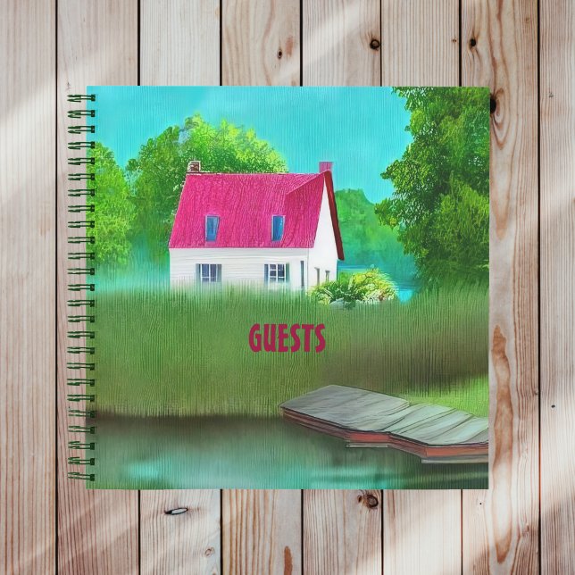 Cuaderno Hermosa cabaña de techos rojos cerca del lago (Subido por el creador)