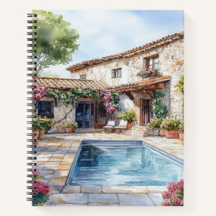 CUADERNO HERMOSA CASA DE ACUARELA CON PISCINA