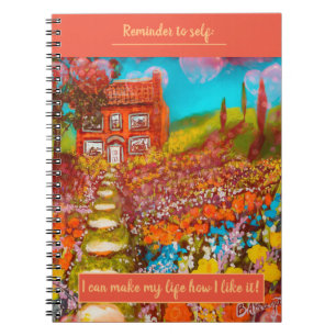 Cuaderno Hermosa casa de campo de flores con deseo de cumpl