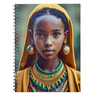 Cuaderno hermosa chica de etnia centroafricana,