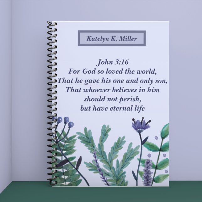 Cuaderno Hermosa cita cristiana floral de Juan 3:16 Bonito (Subido por el creador)