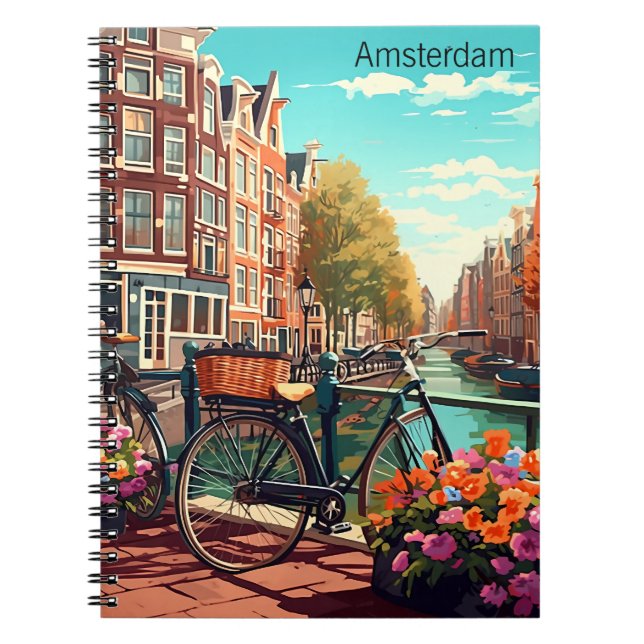 Cuaderno Hermosa ciudad del Canal de Amsterdam Países Bajos (Frente)