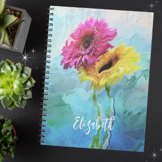 Cuaderno Hermosa composición floral moderna de BOHO