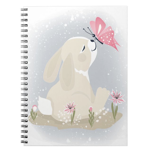 Cuaderno Hermosa conejo y mariposa. (Frente)