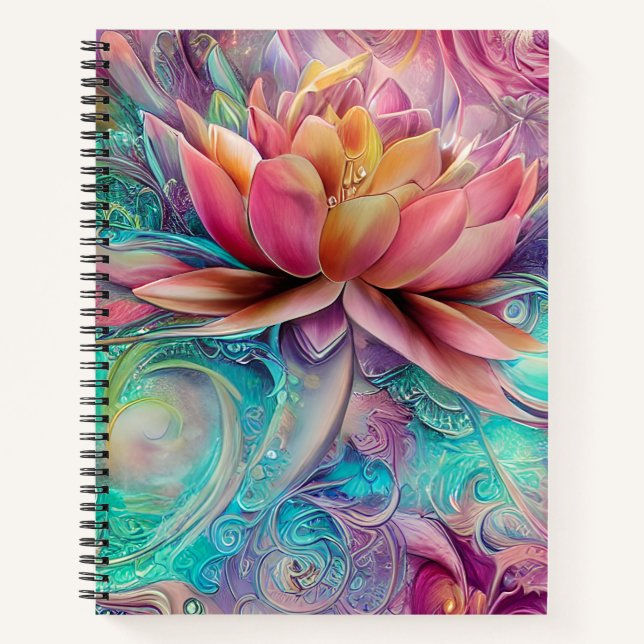 Cuaderno Hermosa Eérea Whimsical Lotus Flower (Anverso)