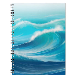 Cuaderno Hermosa escisión abstracta de olas de océano azul 