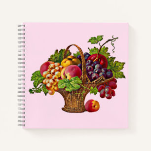 Cuaderno hermosa estampación de cesta de fruta de Victoria