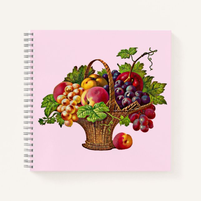 Cuaderno hermosa estampación de cesta de fruta de Victoria (Anverso)