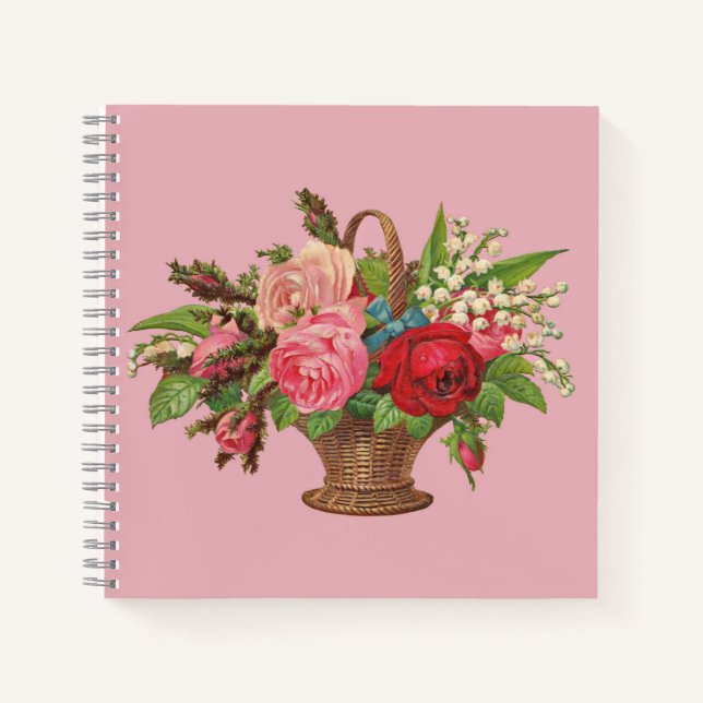Cuaderno hermosa estampación de cestas de flores de Victori (Anverso)