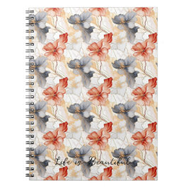 Cuaderno Hermosa flor azul y blanca de la pradera femenina