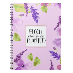 Cuaderno Hermosa Flor de Acuarela Púrpura