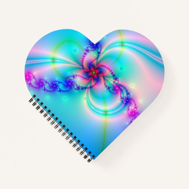 Cuaderno Hermosa Flor Fractal Rosa (Anverso)