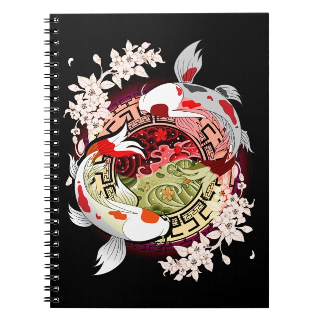 Cuaderno Hermosa flor japonesa Koi Fish (Frente)
