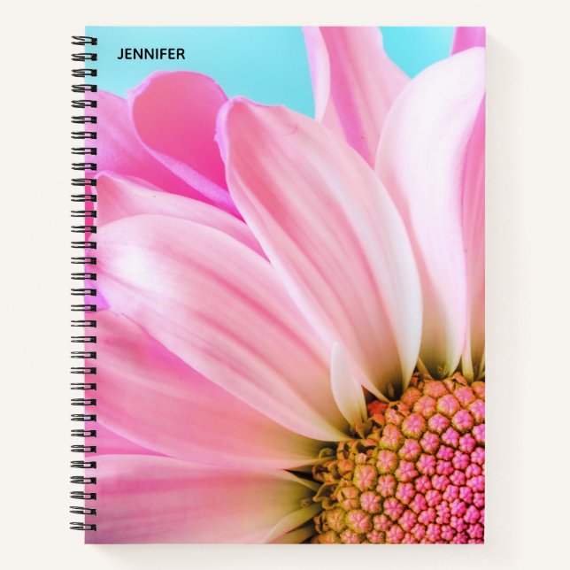 Cuaderno Hermosa flor rosa cercana foto (Anverso)